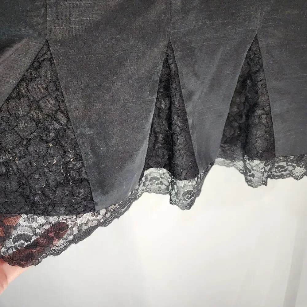 Robertson Los Angeles satin animal print reversable lace trim skirt womans sz 14